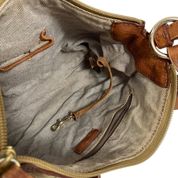 Y2K Dooney Bourke Logo Jacquard Canvas Hobo Shoulder Bag Leather Buckle Strap - Picture 10 of 16